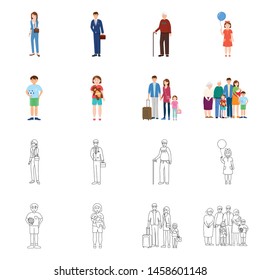 Vector design of character and avatar sign. Collection of character and portrait stock vector illustration.