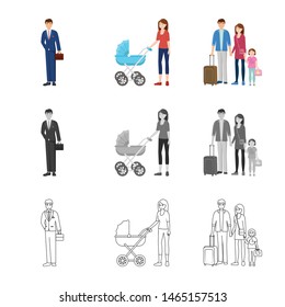 Vector design of character and avatar sign. Set of character and portrait vector icon for stock.