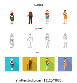 Vector design of character and avatar  symbol. Set of character and portrait vector icon for stock.