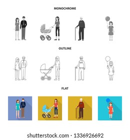 Vector design of character and avatar  symbol. Set of character and portrait vector icon for stock.