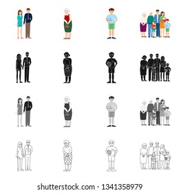 Vector design of character and avatar  symbol. Set of character and portrait stock symbol for web.