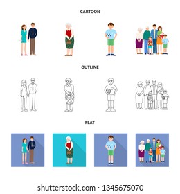 Vector design of character and avatar  symbol. Collection of character and portrait vector icon for stock.