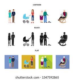 Vector design of character and avatar  symbol. Collection of character and portrait stock vector illustration.