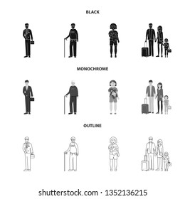 Vector design of character and avatar  symbol. Collection of character and portrait stock vector illustration.