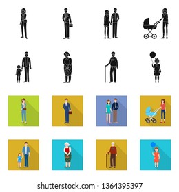 Vector design of character and avatar  symbol. Set of character and portrait stock vector illustration.