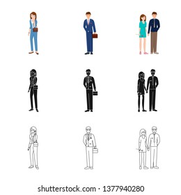 Vector design of character and avatar  symbol. Set of character and portrait vector icon for stock.