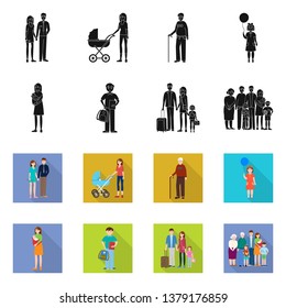 Vector design of character and avatar  symbol. Collection of character and portrait stock vector illustration.