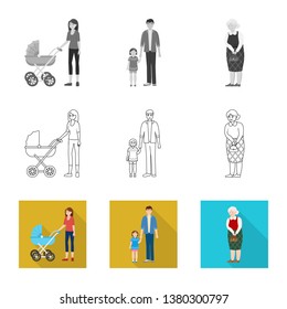 Vector design of character and avatar  symbol. Set of character and portrait vector icon for stock.