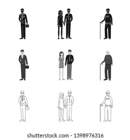 Vector design of character and avatar  symbol. Set of character and portrait stock vector illustration.