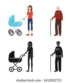 Vector design of character and avatar  symbol. Set of character and portrait stock symbol for web.