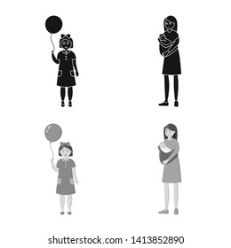 Vector design of character and avatar  symbol. Collection of character and portrait stock vector illustration.