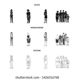 Vector design of character and avatar symbol. Set of character and portrait stock vector illustration.