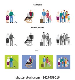 Vector design of character and avatar symbol. Set of character and portrait stock vector illustration.