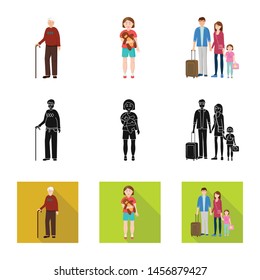 Vector design of character and avatar symbol. Collection of character and portrait stock vector illustration.