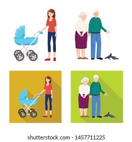 Vector design of character and avatar symbol. Collection of character and portrait stock vector illustration.