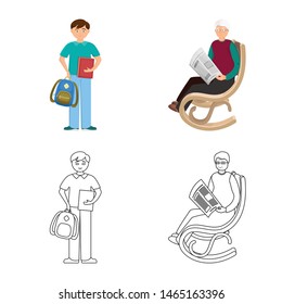 Vector design of character and avatar symbol. Collection of character and portrait stock symbol for web.
