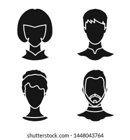 Vector design of character and profile icon. Collection of character and dummy vector icon for stock.