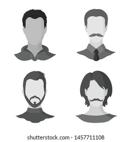 Vector design of character and profile icon. Set of character and dummy stock vector illustration.