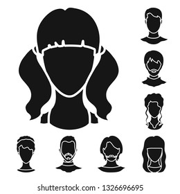 Vector design of character and profile logo. Set of character and dummy vector icon for stock.