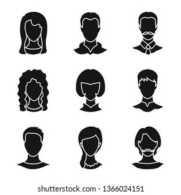 Vector design of character and profile logo. Collection of character and dummy vector icon for stock.