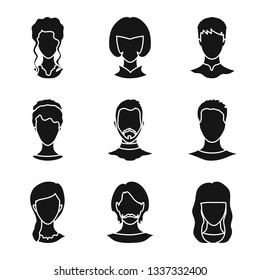 Vector design of character and profile sign. Set of character and dummy stock vector illustration.