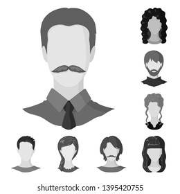 Vector design of character and profile sign. Collection of character and dummy stock symbol for web.