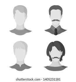 Vector design of character and profile sign. Set of character and dummy vector icon for stock.