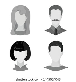 Vector design of character and profile sign. Set of character and dummy stock vector illustration.