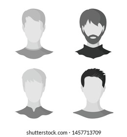 Vector design of character and profile symbol. Collection of character and dummy vector icon for stock.
