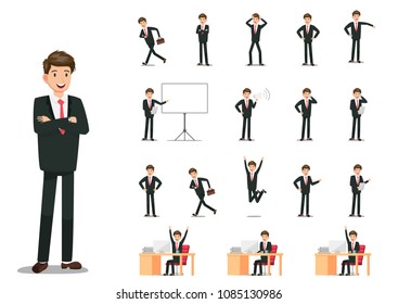 Vector design The characteristic posture various of businessman.