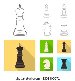 Vector design of checkmate and thin icon. Set of checkmate and target stock symbol for web.