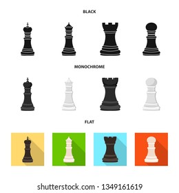 Vector design of checkmate and thin icon. Collection of checkmate and target stock symbol for web.