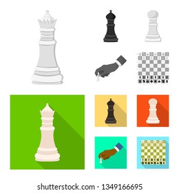 Vector design of checkmate and thin icon. Set of checkmate and target stock symbol for web.