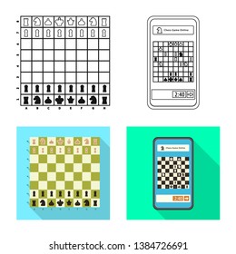 Vector design of checkmate and thin icon. Set of checkmate and target stock symbol for web.