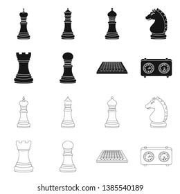 Vector design of checkmate and thin icon. Collection of checkmate and target stock symbol for web.