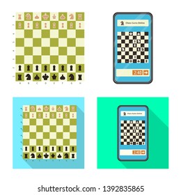 Vector design of checkmate and thin icon. Set of checkmate and target stock vector illustration.