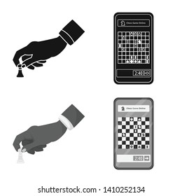 Vector design of checkmate and thin icon. Collection of checkmate and target vector icon for stock.