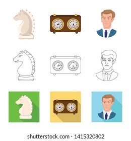 Vector design of checkmate and thin icon. Collection of checkmate and target vector icon for stock.