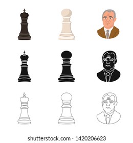 Vector design of checkmate and thin icon. Set of checkmate and target vector icon for stock.