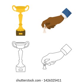 Vector design of checkmate and thin icon. Collection of checkmate and target vector icon for stock.