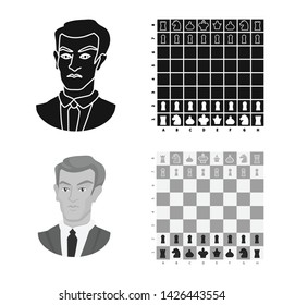 Vector design of checkmate and thin icon. Set of checkmate and target stock symbol for web.