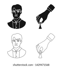 Vector design of checkmate and thin icon. Set of checkmate and target stock symbol for web.