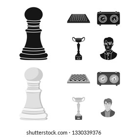 Vector design of checkmate and thin logo. Set of checkmate and target stock vector illustration.