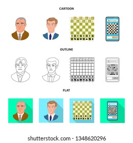 Vector design of checkmate and thin logo. Set of checkmate and target stock vector illustration.
