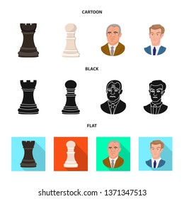 Vector design of checkmate and thin logo. Set of checkmate and target stock vector illustration.