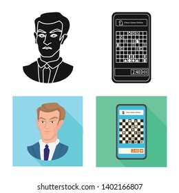 Vector design of checkmate and thin logo. Set of checkmate and target stock vector illustration.