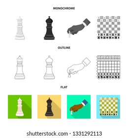 Vector design of checkmate and thin sign. Set of checkmate and target stock symbol for web.