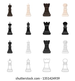 Vector design of checkmate and thin sign. Collection of checkmate and target stock vector illustration.