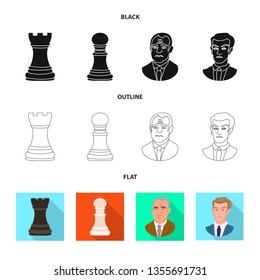 Vector design of checkmate and thin sign. Set of checkmate and target stock symbol for web.
