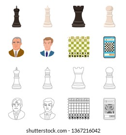 Vector design of checkmate and thin sign. Collection of checkmate and target vector icon for stock.